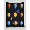 Educational Tapestry, Realistic Solar System Planets and Space Objects Asteroids Comet Universe Space, Wall Hanging for Bedroom Living Room Dorm Decor, 60W X 80L Inches, Multicolor, by Ambesonne