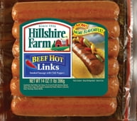 Hillshire Farm Beef Hot Smoked Sausage Links with Chile Peppers, 14 Oz.