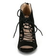 thumbnail image 4 of Qupid Sawyer-05 Faux Suede New Women Peep Toe Lace Up Chunky Heel Sandal, 4 of 5