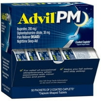 Advil PM Pain Reliever and Sleep Aid 200Mg Ibuprofen Temporary Pain Relief ( 2Ct. Packs) -100 Caplets