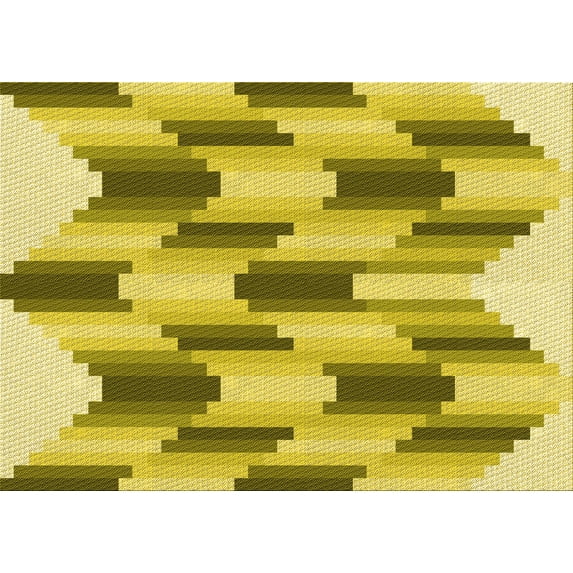 Ahgly Company Indoor Rectangle Patterned Dark Yellow Green Area Rugs, 2' x 4'