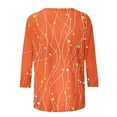 thumbnail image 4 of Womens 3/4 Sleeve Printed Tops, Loose Casual Tunic Shirts Fall Summer Floral T Shirt Crewneck Tee Orange S, 4 of 9
