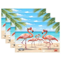 Ryvnso Placemats Set of 4 Flamingo on Beach Dining Mats Heat-Resistant Non-Slip Washable Table Mat