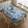 thumbnail image 2 of Retro Blue Flower Tablecloth,Wipeable Polyester Table Cover for Rectangle Tables,Foldable Table Clothes Cute Tablecloths for Birthday Picnic Wedding Tea Party Decorations, 2 of 5