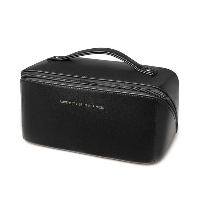 Bolsa de maquillaje de viaje zaleeta de piel sintética impermeable de gran capacidad