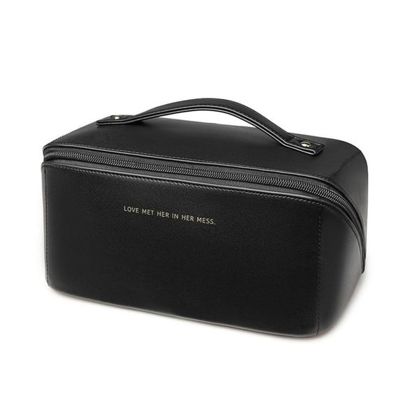Bolsa de maquillaje de viaje zaleeta de piel sintética impermeable de gran capacidad
