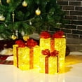thumbnail image 4 of Bibana Set of 3 Christmas Lighted Gift Boxes, Plug-in Holiday Decor for Indoor & Outdoor, Yard, Wedding, and Home (Gold), 4 of 6
