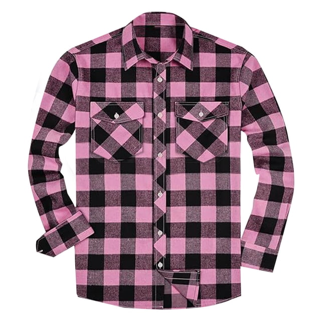 Penkiiy Hombres Camisa de manga larga Botón Abajo Camisa de Algodón Casual Camisa Ligera Chaqueta L Morado
