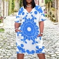thumbnail image 2 of Womens Casual Dresses Blue Floral White Background Pattern Short Sleeve Dress Summer Dresses for Women 2025, 2 of 5