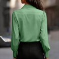 thumbnail image 5 of Chic Lapel Button-Up Shirt: Relaxed Fit Long Sleeve Top for Women, Great for Work from Home, Casual Office, Weekend Walks, and Stylish Yet Comfortable Daily Attire,Green - L, 5 of 5
