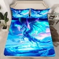 thumbnail image 2 of jejeloiu Western Fantasy Dragon Twin Sheet Sets,Northern Lights Bedding For Boys Teens 3 Pieces, 2 of 7