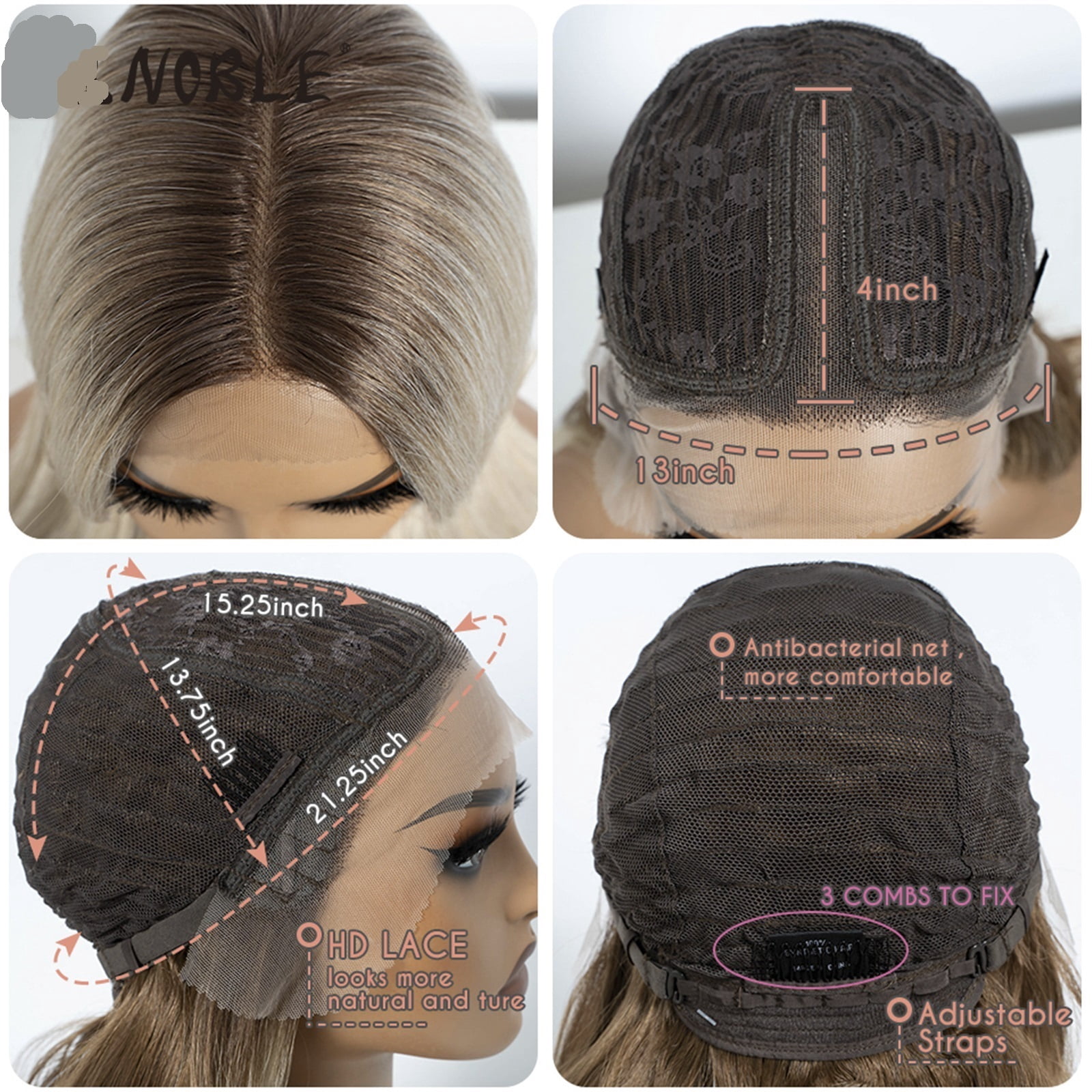 20 Inch Straight Cosplay Wig Ombre Blonde Wigs For Women Synthetic Lace Front Wigs