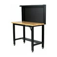 thumbnail image 5 of Montezuma 4' Adjustable Steel and Solid Wood Workbench Station with Pegboard and Shelf Storage, 5 of 6
