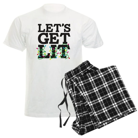 CafePress - Lets Get Lit Men's Light Pajamas - Men's Light Loose Fit Cotton Pajama Set
