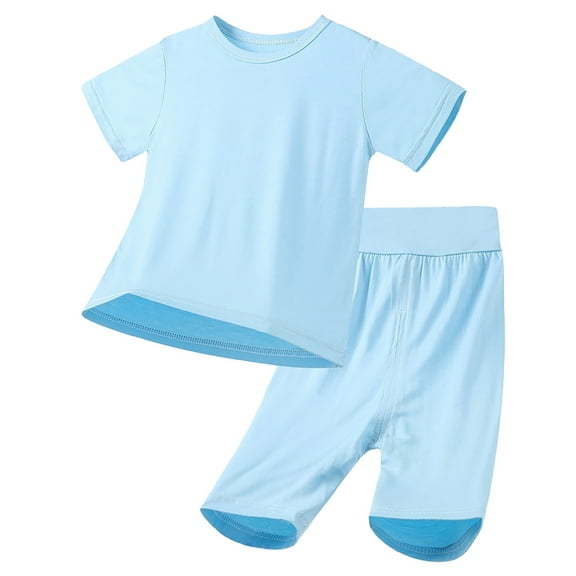 Weebloom Baby Boys Summer Clothes Set Girls 2Pcs Short Sleeve Shirt Pants Cool Jammies Basic Daily for Holiday Beach Outfit Set 3-24 Months
