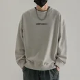 thumbnail image 5 of Sudaderas para hombre de algodón, ropa holgada para hombre, sudadera negra con capucha, ropa de calle sin capucha, overfit, sencilla, color pastel, cálida, 5 of 5