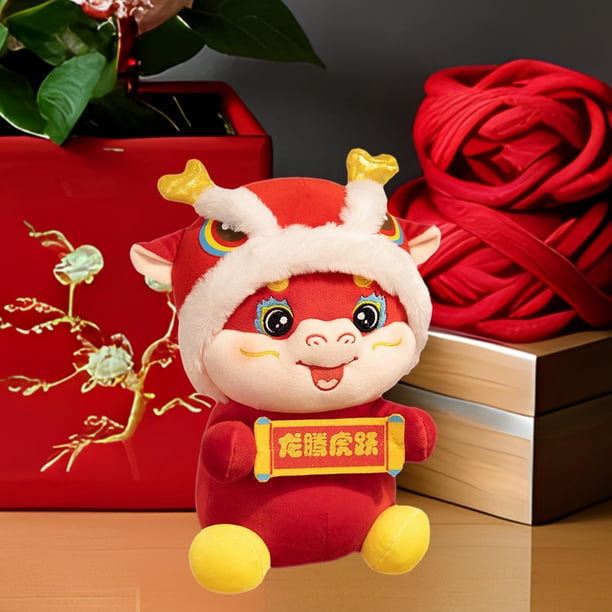 Muñeco de peluche de dragón de año Nuevo Chino, figurita de dragón, reuniones de peluche, regalo de cumpleaños, juguete con relleno, muñeco de dragón 30 CENTIMETROS Macarena Muñeco de peluche de dragón chino