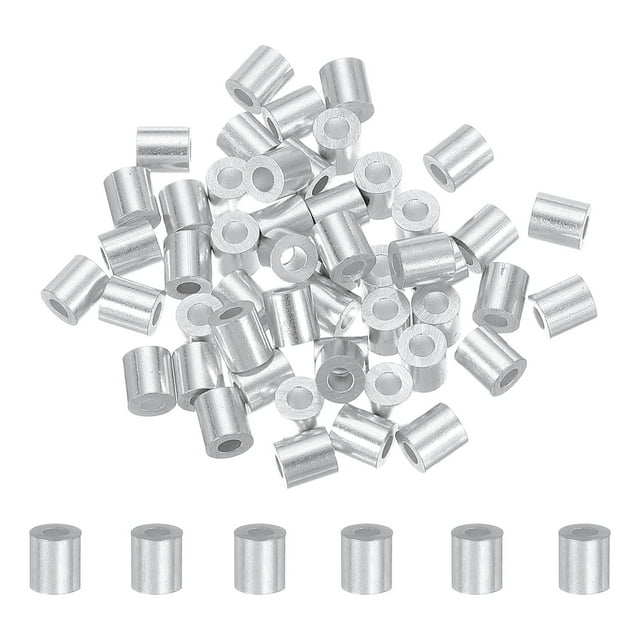 50Pcs 5/64" Aluminum Crimping Loop Sleeve for Wire Rope and Cable, Round