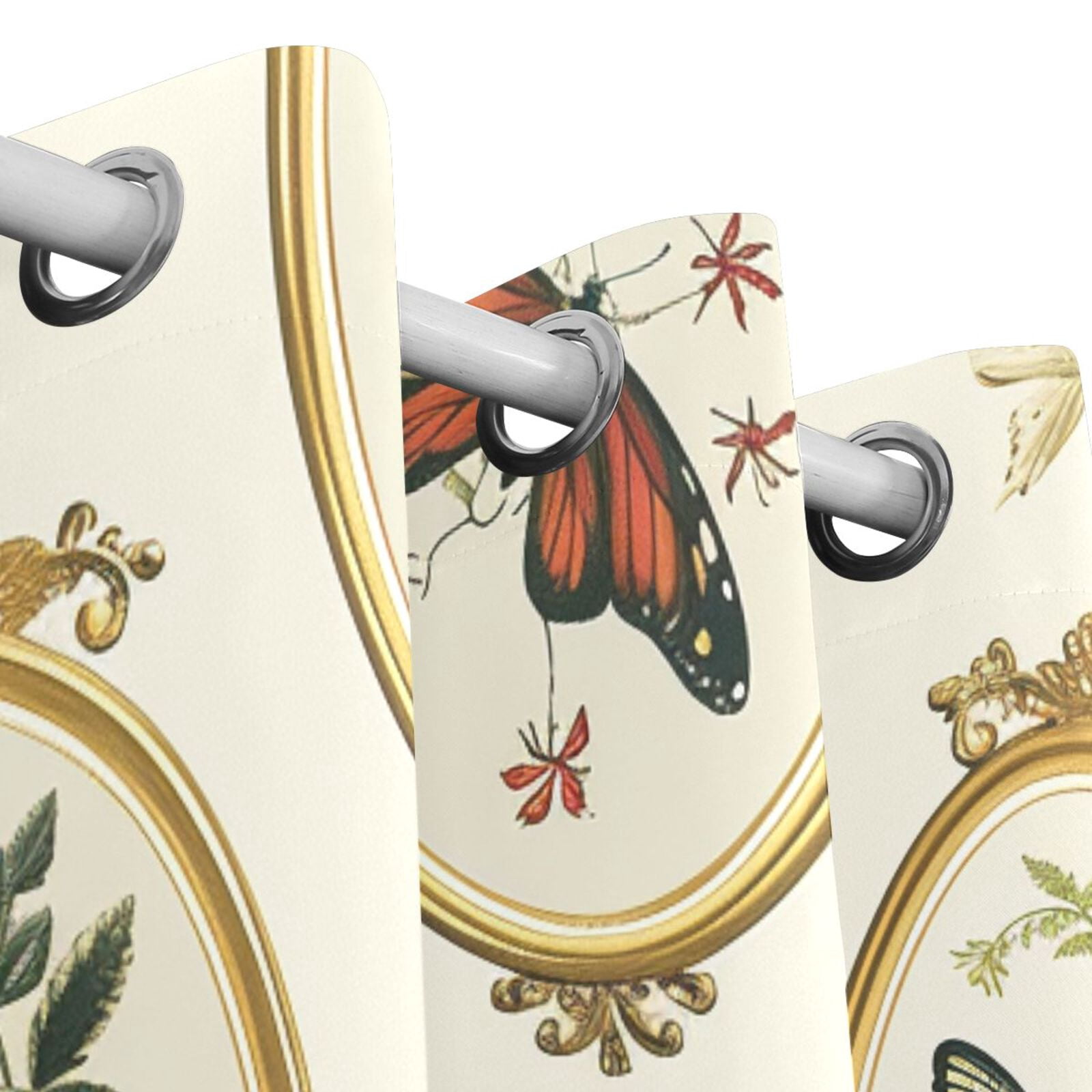 Frameworks Butterflies Leaves Black Out Curtains 72 Inch Length Curtains for Sliding Glass Doors Bedroom Living Room 2 Pack