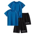 thumbnail image 1 of Odeerbi Conjunto Deportivo de Niños de 2 Paquetes Con Rayas Reflectantes, Trajes Deportivos de Secado Rápido Transpirable, Conjunto de Pantalones Cortos de Camiseta de 2 Piezas, 5-12 Años, 1 of 8