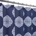 thumbnail image 2 of Haperlare Shower Curtain 54"W x 78"L Medallion Damask Print Fabric Shower Curtains with Reinforced Buttonholes for Bathroom Stall Showers, Navy Blue, 2 of 8