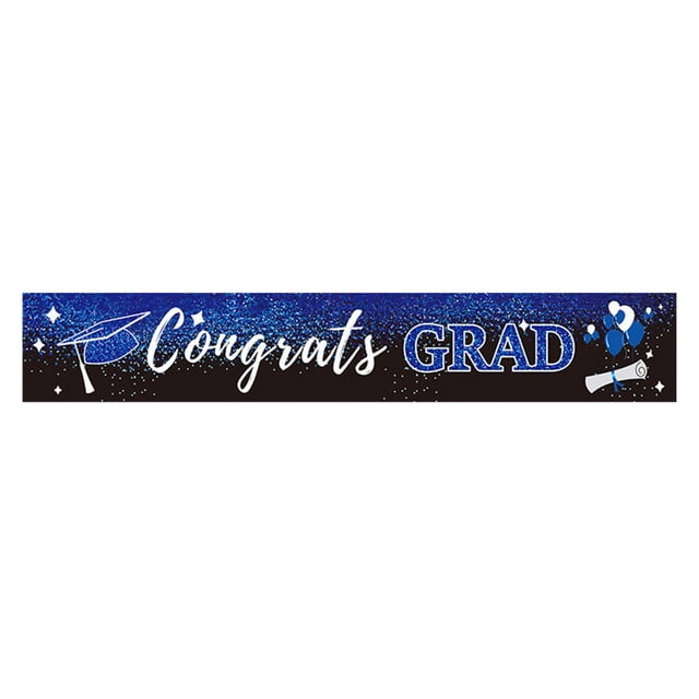 Dsscvnef Graduation Season Banner Banner Blue and Black Color Scheme Graduation Scene Decoration Hanging Cloth Party Decoration Props Flower Banner Sign Back the Flag