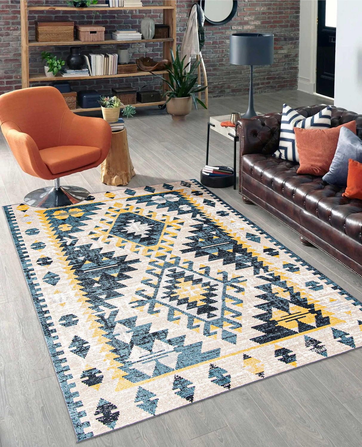 Tapis Lavable ECARPET Traditionnel pour Chambre, Salon, Chambre d'Enfant, Couloir