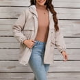 thumbnail image 4 of YDFCWXW Women's Zip-up Jacket Snap Fleece Lined Anorak Windbreaker Drawstring Waist Utility Coats White, XL, 4 of 6