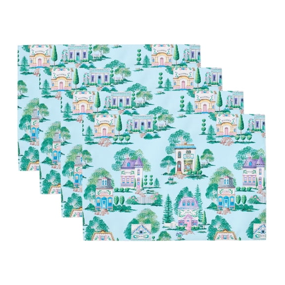 Lenox Spice Village Allover Placemats, Set of 4, Blue, 13"W x 19"L