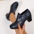thumbnail image 4 of Pennysue Women's Ankle Boots Navy Low Chunky Stacked Heel booties 11M, 4 of 7