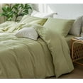 thumbnail image 2 of MooMee Duvet Cover Set 100% Washed Cotton Linen Like Textured Breathable 3 Piece (Lime Green, King), 2 of 6