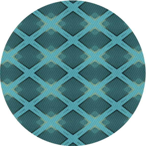 Ahgly Company Indoor Round Patterned Dark Turquoise Green Area Rugs, 6' Round