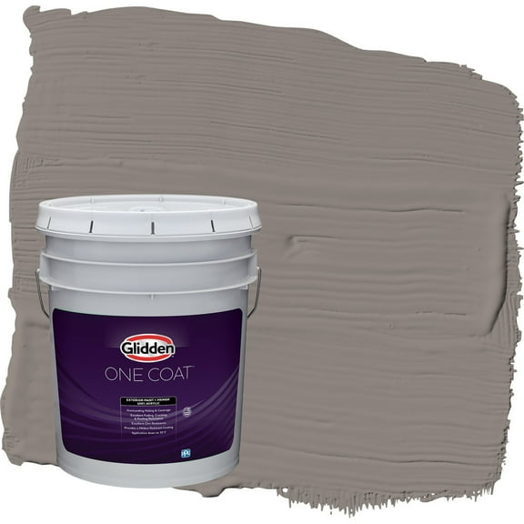 Glidden One Coat Elephant Gray / Grey Satin Exterior Paint with Primer, 5 Gallon