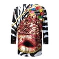 thumbnail image 5 of Aloohaidyvio Mardi Gras Shirts,Womens Mardi Gras Party Top 3/4 Sleeve Mask Shiny Glitter Print Crew Neck T-Shirt, Mardi Gras Clothing, 5 of 6
