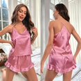 thumbnail image 1 of Pijama sexy de seda de hielo con tirantes, traje de verano de dos piezas para mujer, pantalones cortos, ropa de hogar para mujer, 1 of 6