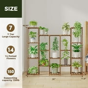 Bamworld Large Suspension Plant Shelf - Indoor Tall Plant Stand - Outdoor Style - 14 Flower Pots - Large Plant Shelf - Suitable for Living Room, Terrace, Balcony and Garden