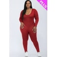 thumbnail image 5 of Plus Size Long Sleeve Scoop Neck Bodycon Jumpsuit, 5 of 11