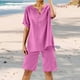 thumbnail image 2 of Conjunto de 2 piezas para mujer: blusa de pierna ancha y pantalones elásticos, cuello en V, ropa informal para el día a día, para todas las estaciones, tallas S/XXXXXL, 2 of 6