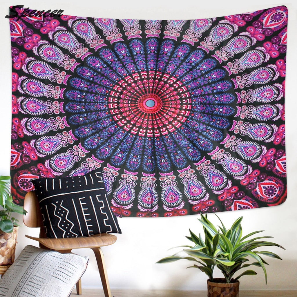 Hippie Indian Tapestry Voilet Mandala Wall Hanging Twin Gypsy Bedspread Throw 