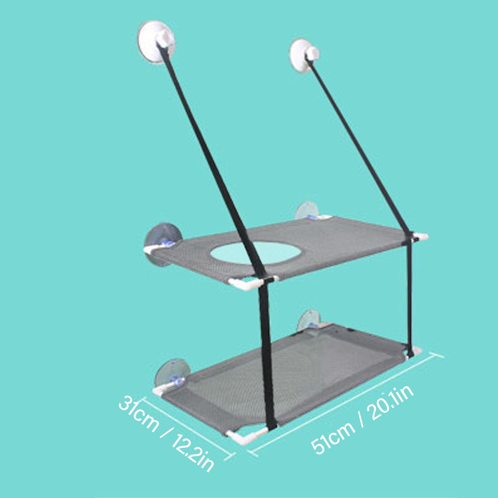 NFTIGB Cat Window Hammock Bed Sturdy Suction Cup Double Layer Soft Easy Installation Cat Perch Seat for Balcony Resting Gray (19.68 inches / 50 cm, 1.56 lbs / 0.71 kg)