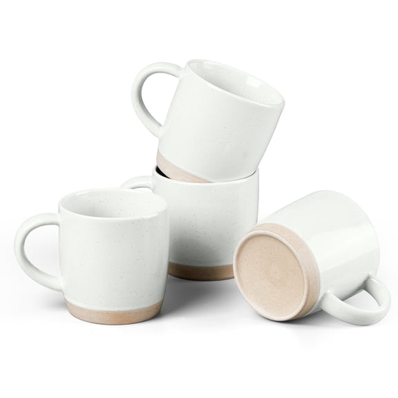 Vesteel Coffee Mugs Set of 4, 12oz Porcelain Coffee Cups with Handle, Ceramic Stoneware Mug for Milk, Coffee, Hot Cocoa, Microwave & Dishwasher Safe, Speckled White