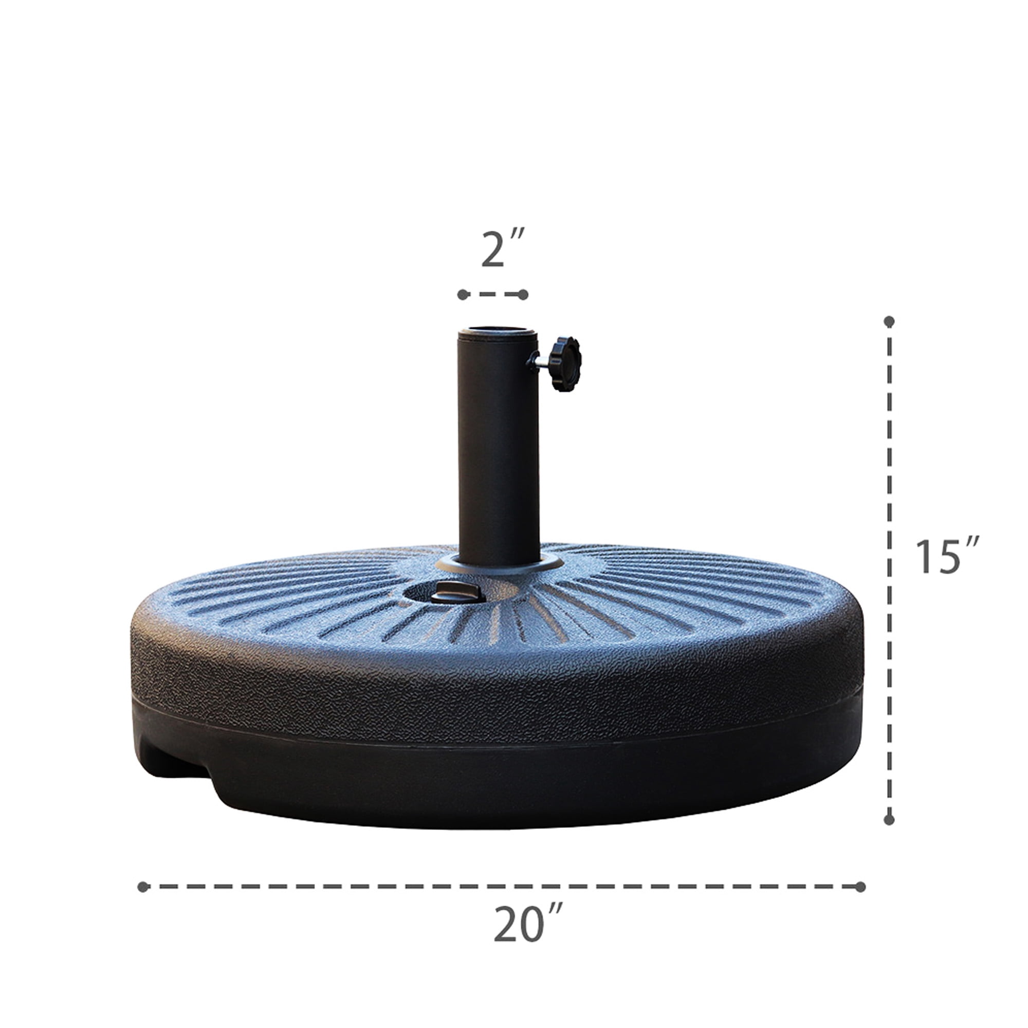 KOOL 81 lb Heavy Duty Fillable Patio Umbrella Base – Water & Sand Weighted Stand for Market Umbrellas, Fits 1.0"–2" Pole Diameter, Black