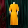 thumbnail image 5 of AURA Womens Summer 2025 V Neck Short Sleeve Pleated Midi Dress High Waist Solid Color Elegant, 5 of 9