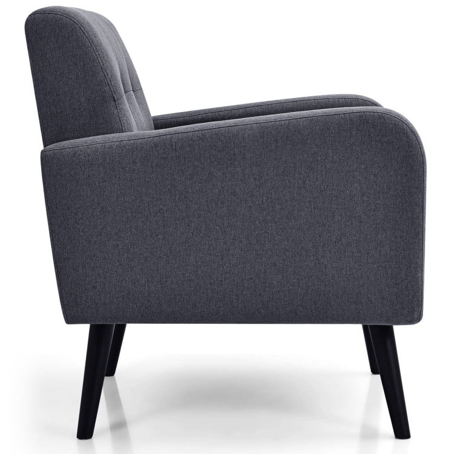 Finihen Upholstered Accent Chair, Modern Upholstered Comfy Accent Chair Single Sofa with Rubber Wood Legs, for Living Room, Bedroom, Gray