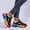 Blue, variant on Women's Lace Up Breathable Walking Shoes, Rainbow Sole Knit Fashion Design with Cushion Sole, Trendy Sneakers for Daily Wear Gift