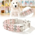 thumbnail image 4 of shenmeida Dog Collar with Plastic Little Pear Pearl Dog Necklace, Adjustable Neck Strap Bling Full Diamond Crystal Cute Pearl Dog Collar for Small Girls Cats Puppy Accessary for Wedding Birthday Party, 4 of 7