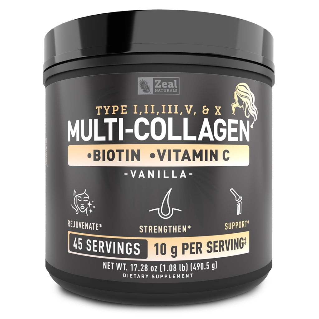 Premium Multi Collagen Peptides Powder | Vanilla (Types 1, 2, 3, 5 & 10) + Vitamin C + Biotin + Hyaluronic Acid