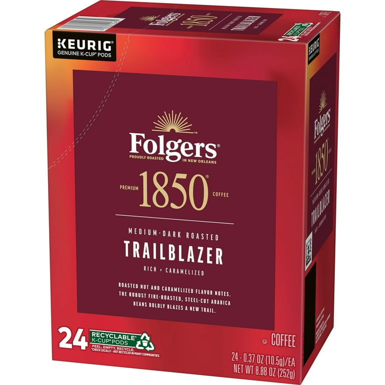 1850 Trailblazer, Medium Dark Roast Coffee, Keurig K Cup Pods, 24