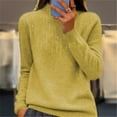 thumbnail image 2 of Hontri Women's Pullover Sweater Women's Semi Turtleneck Sweater Long Sleeve Sequins Pullover with A Base Shirt Autumn and Winter Warm Sweater Yellow S, 2 of 4
