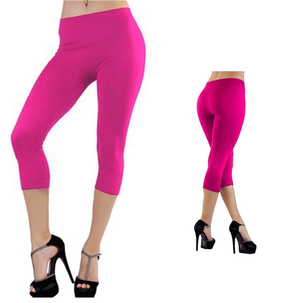 Women Capri Leggings Seamless One Size Stretch Spandex Yoga Pants ...